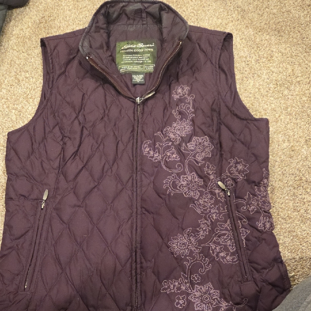 Eddie Bauer Women's Dark Purple Floral Vest
